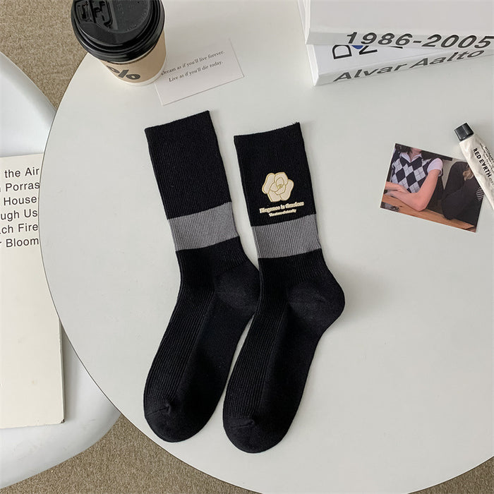 Wholesale Heavy Hot Stamping Letters Mid-tube Cotton Women's Socks JDC-SK-Sany002