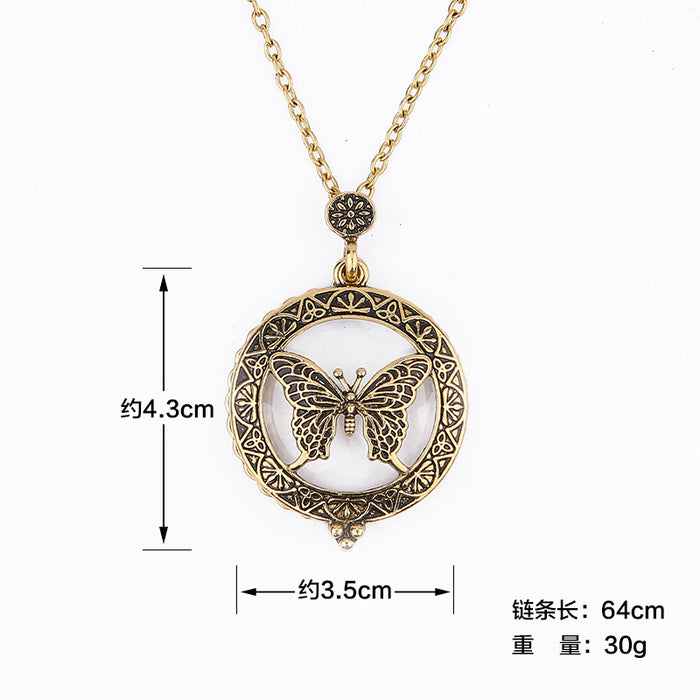 Wholesale Fashion personality magnifying glass necklace creative retro animal pendant jewelry