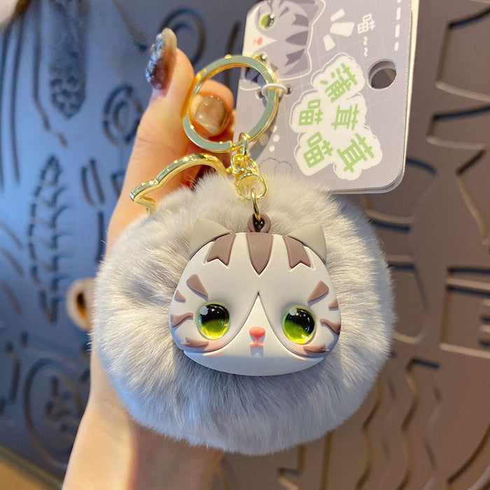 Wholesale Rabbit Fur Cat Doll Keychain JDC-KC-BaiM081