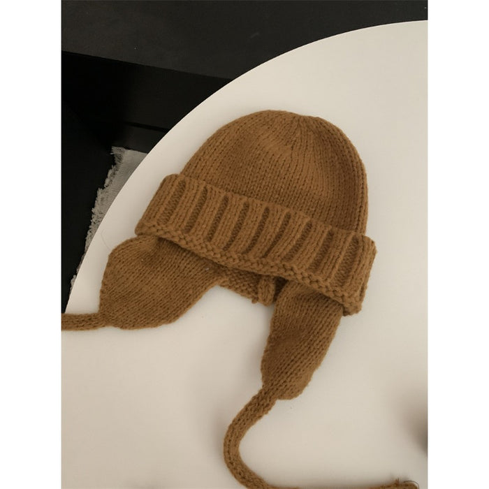 Wholesale Cotton Solid Color Ear Protection Knitted Yarn Cap JDC-FH-Qiany002