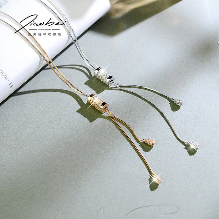 Wholesale Chain Diamond Roller Pendant Necklace Women's Clothes Joker Accessories