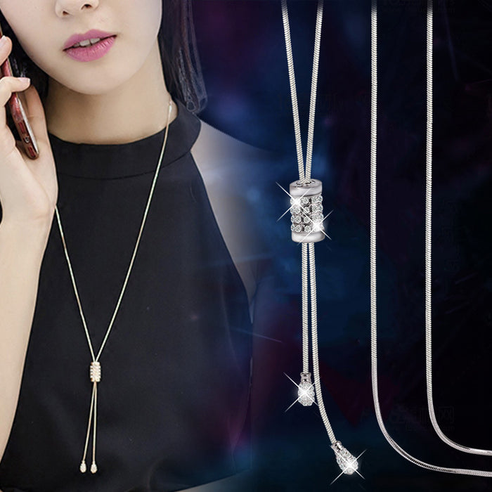 Wholesale Chain Diamond Roller Pendant Necklace Women's Clothes Joker Accessories