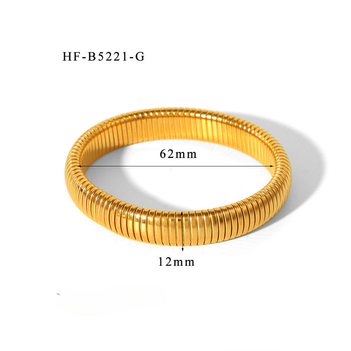 Wholesale Wide Edge Stainless Steel Elastic Bracelet JDC-BT-ChengBing003