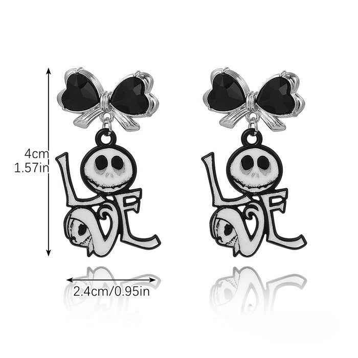 Wholesale Skull Dark Diamond Alloy Pumpkin Spider Halloween Earrings Set JDC-ES-ShuangN002