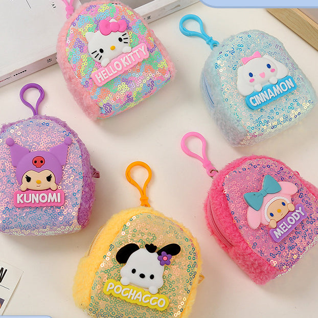 Wholesale Colorful Sequin Coin Purse Plush Keychain JDC-KC-YiK002