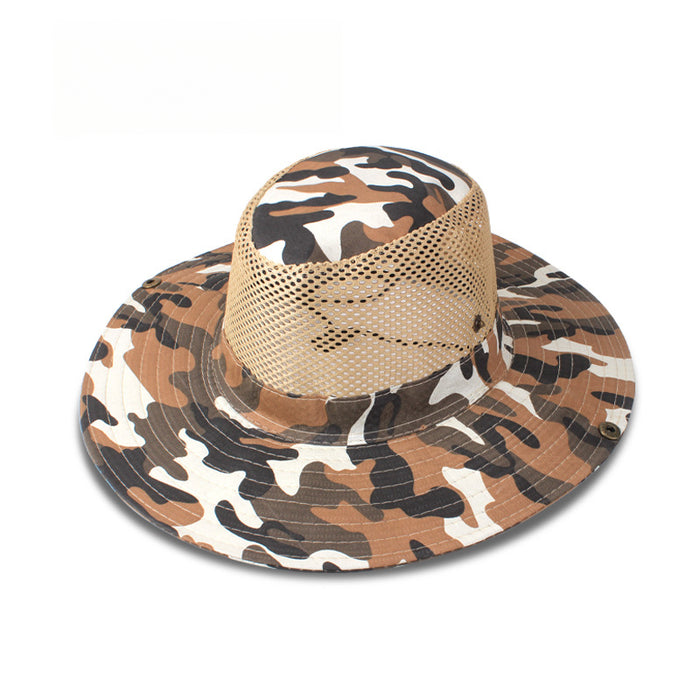 Wholesale Outdoor Camouflage Mesh Hat Round Brim Fishing Hat JDC-FH-DG015