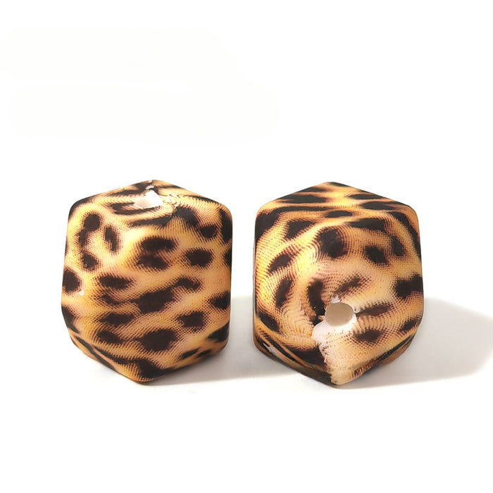 Wholesale 50pcs Hexagonal Leopard Print Silicone Beads JDC-BDS-HongZhou016