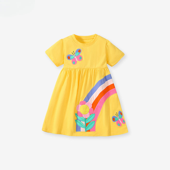 Wholesale Summer Pastoral Style Children's Cotton Short Dress JDC-CTS-BST004