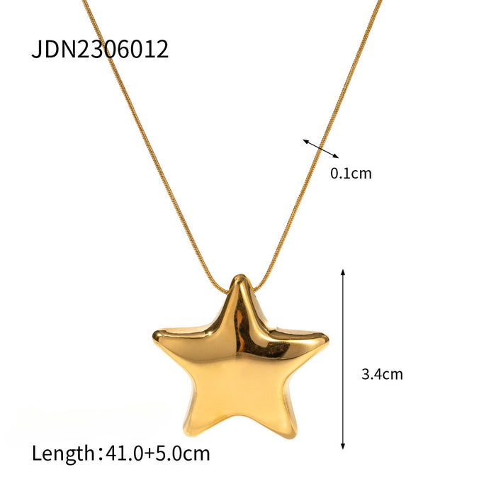 Wholesale 18K Gold Plated Stainless Steel Five-pointed Star Necklace JDC-NE-JD417