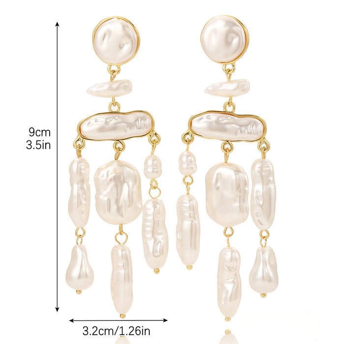 Wholesale Irregular Long Pearl Earrings JDC-ES-ManY052