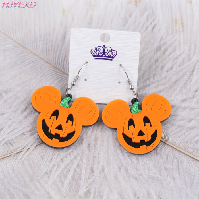 Wholesale Acrylic Gold Pumpkin Head Earrings JDC-ES-XYan014