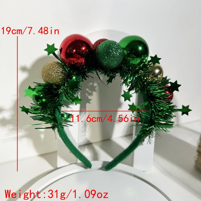 Wholesale Christmas Creative Design Ball Green Ribbon Atmosphere Party Headband JDC-HD-GuTe001