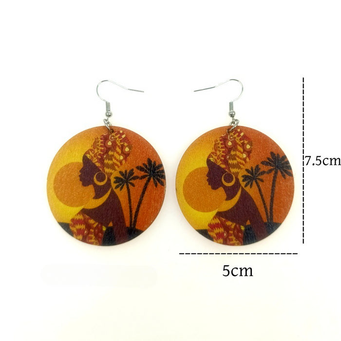 Wholesale Wooden African Map Earrings JDC-ES-Yinxue005