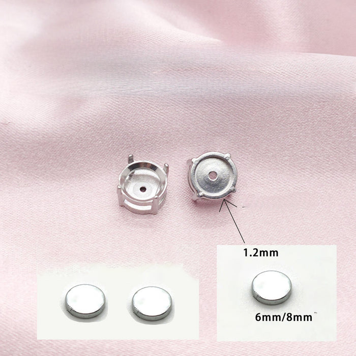 Wholesale DIY Zircon Stainless Steel Magnetic Ear Studs with Empty Support Clip Accessories JDC-ES-ShuangN003