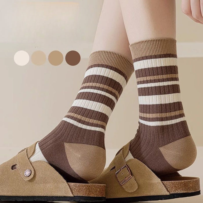 Wholesale Socks Children's Maillard Color Series Mid Tube Socks Versatile Pile Socks College Style Brown Series Long Socks JDC-SK-JiaMu004