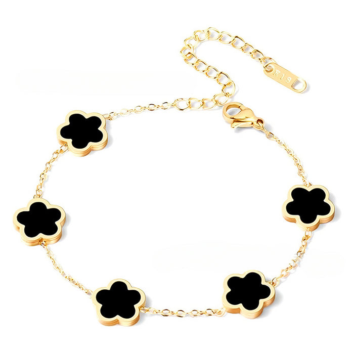 Wholesale Stainless Steel Five Leaf Clover Five Flower Bracelet JDC-BT-DaoNi008