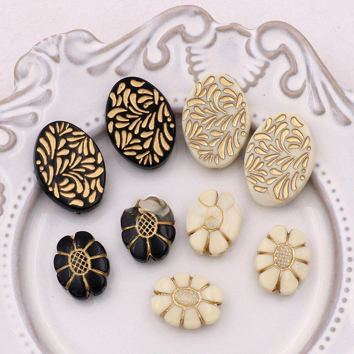 Wholesale 10PCS/PACK Retro Gold Turtle Back Patterned Acrylic Beads JDC-BDS-YiCheng003