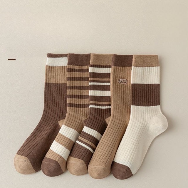 Wholesale Socks Children's Maillard Color Series Mid Tube Socks Versatile Pile Socks College Style Brown Series Long Socks JDC-SK-JiaMu004