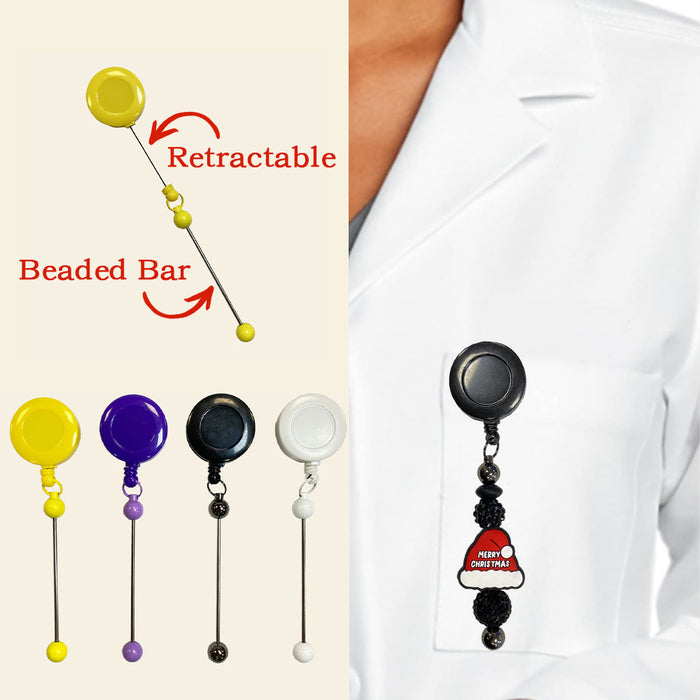 Wholesale 3pcs/5pcs/10pcs Black DIY for Beaded Bar Retractable Keychain Beadable Badge Reels JDC-018