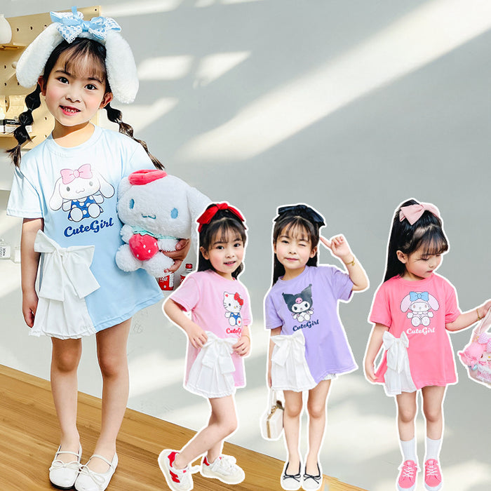 Wholesale New Baby Girl Dresses Fashionable Cute Cartoon Bow T-shirt Skirts for Small and Medium Children JDC-CTS-QNE001