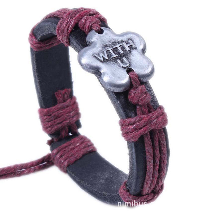 Wholesale Adjustable Cowhide Handmade Strap Alloy Bracelet JDC-BT-QiN024