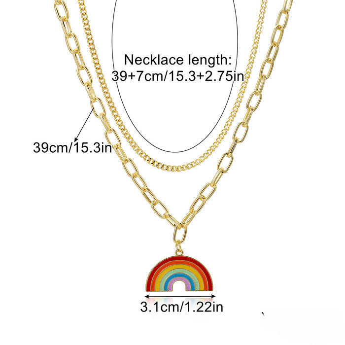 Wholesale Simple Multi-layer Necklace Crystal Rainbow Pendant Zinc Alloy Necklace JDC-NE-ManY019