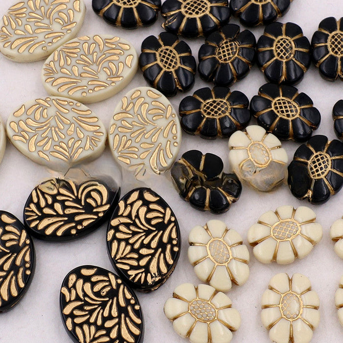 Wholesale 10PCS/PACK Retro Gold Turtle Back Patterned Acrylic Beads JDC-BDS-YiCheng003