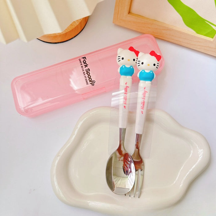 Wholesale Children's Stainless Steel Portable Tableware Set with Silicone Handle JDC-SN-CXR001