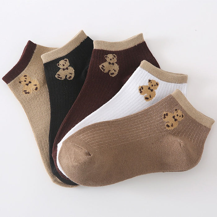 Wholesale Casual Spring and Summer Cute Teddy Bear Solid Color Thin Shallow Sock JDC-SK-JiaMu001