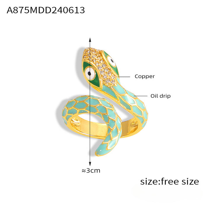 Wholesale Snake Shape Glazed Copper Material Open Ring JDC-RS-MiLi001