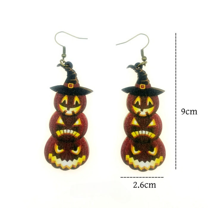 Wholesale Halloween Wooden Print Earrings JDC-ES-Yinxue001