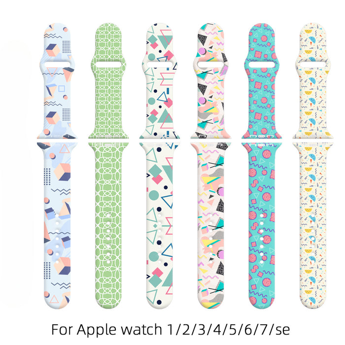 Wholesale Silicone Geometric Print Printed Watch Strap JDC-WD-NuoQi095