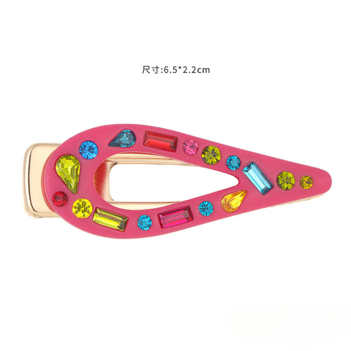 Wholesale Candy Color Resin Diamond Children's Pointed Clip JDC-HC-KenJie005