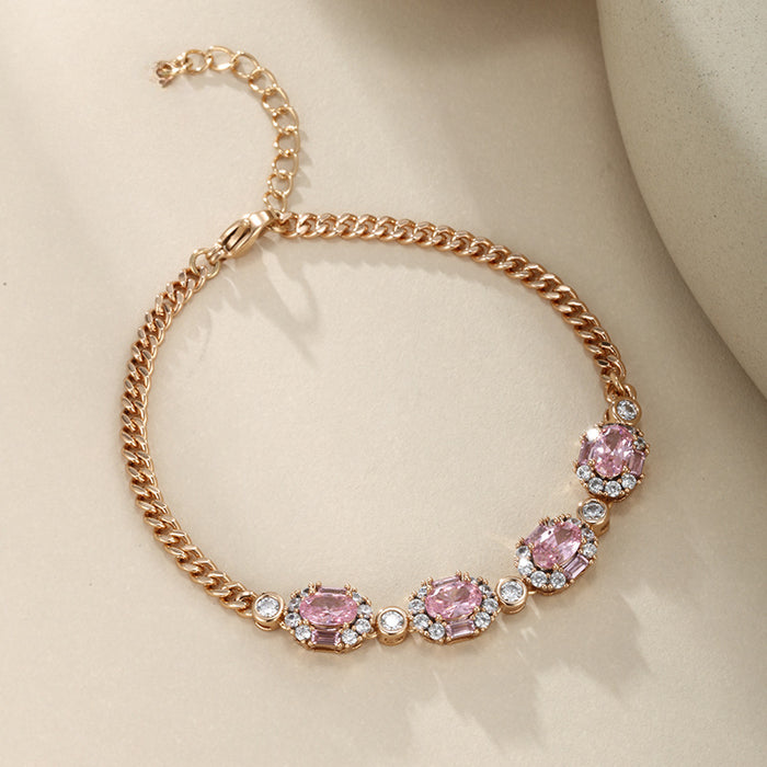 Wholesale Oval Pink Gemstone Bracelet for Women JDC-BT-XP008