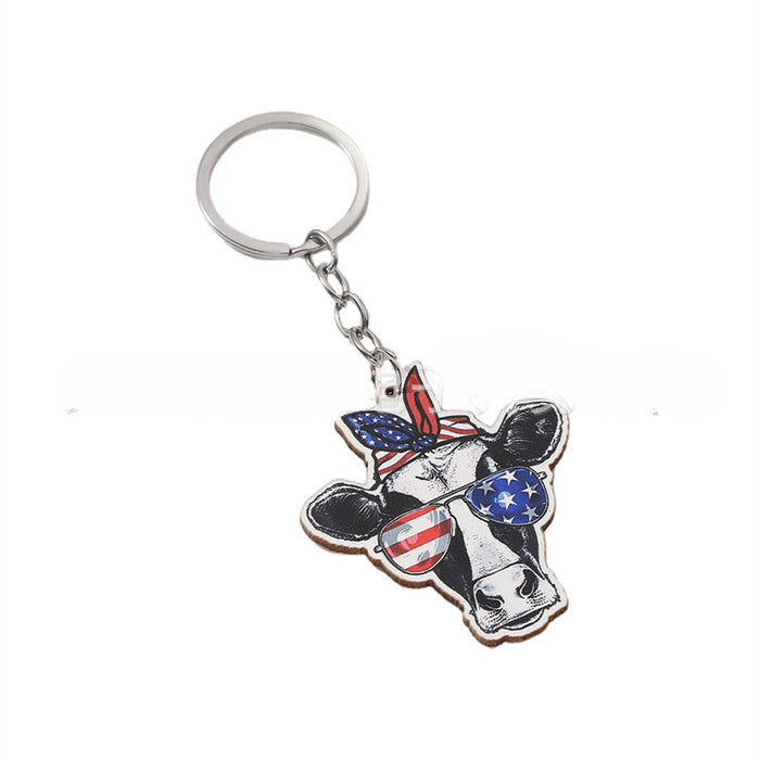 Wholesale Wooden Independence Day Keychain JDC-KC-RongRui006