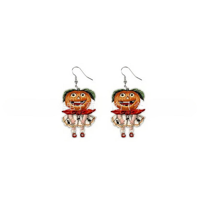 Wholesale Acrylic Halloween Pumpkin Earrings JDC-ES-Zhanh001