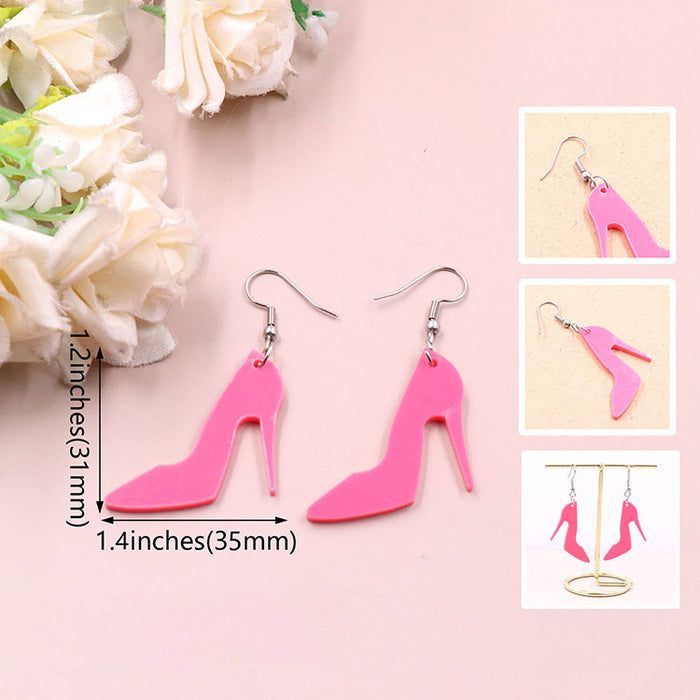 Wholesale Pink Female Red English Alphabet Two-color Acrylic Earrings JDC-ES-XiaoY001