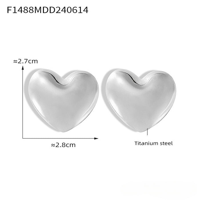 Wholesale Heart Shape Titanium Steel Gold Plated Earrings JDC-ES-MiLi003