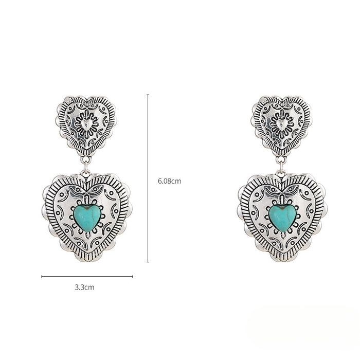 Wholesale Valentine's Day Love Heart Earrings Vintage Alloy Earrings JDC-ES-KenJie001