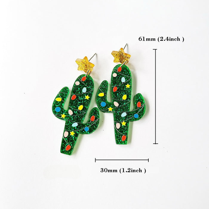 Wholesale Christmas Tree Rainbow Koala Dinosaur Cactus Gingerbread Man Acrylic Earrings JDC-ES-Qiany006