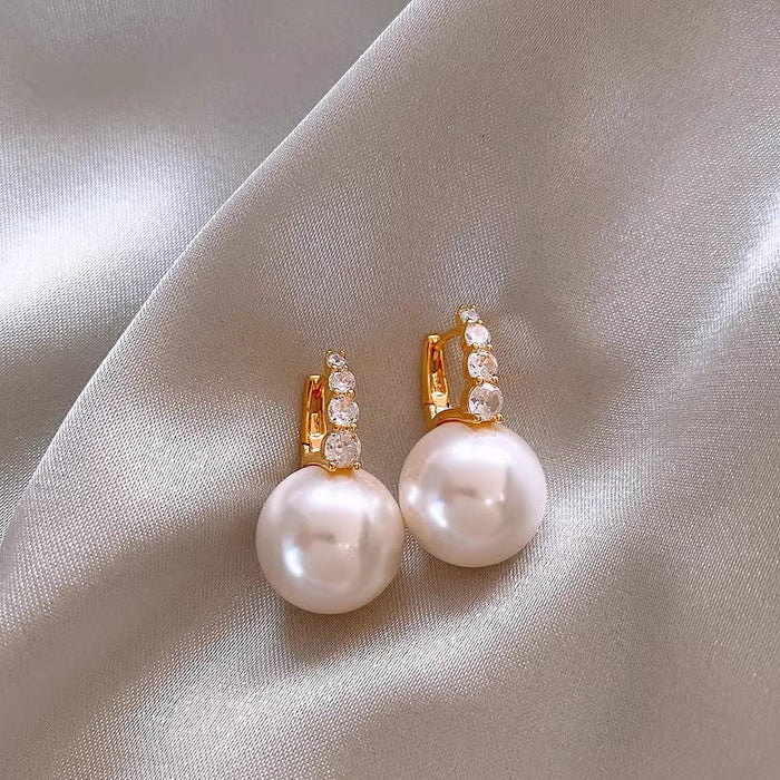 Wholesale Zircon Pearl Earrings French Niche Retro Light Luxury Earrings JDC-ES-HH040