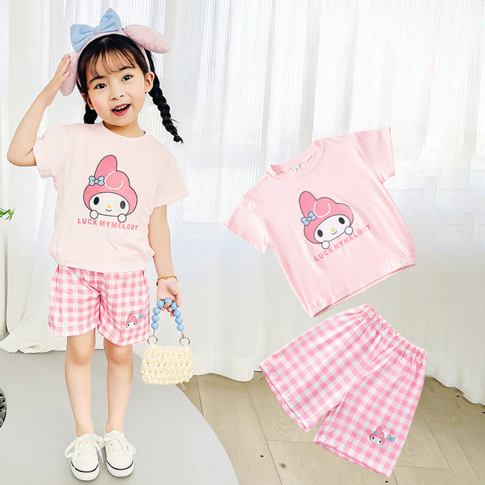 Wholesale Summer New Children's Suits Cute Cartoon Fashionable and Stylish Baby Girl Small Children's Trendy Two-piece Suits JDC-CTS-QNE002