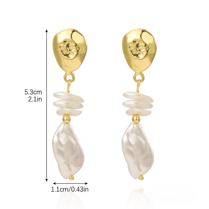 Wholesale Irregular Long Pearl Earrings JDC-ES-ManY052