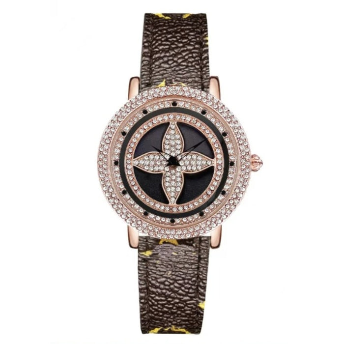 Wholesale Alloy Four Leaf Clover Full Diamond Quartz Watch JDC-WH-XCD005