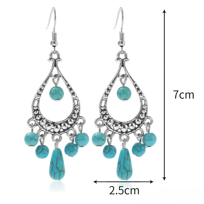 Wholesale Turquoise Ethnic Style Earrings JDC-ES-ManY048