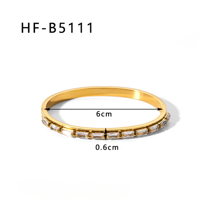 Wholesale Stainless Steel 18k Gold Plated Circle Inlaid Zircon Diamond Bracelet JDC-BT-XiongYue002