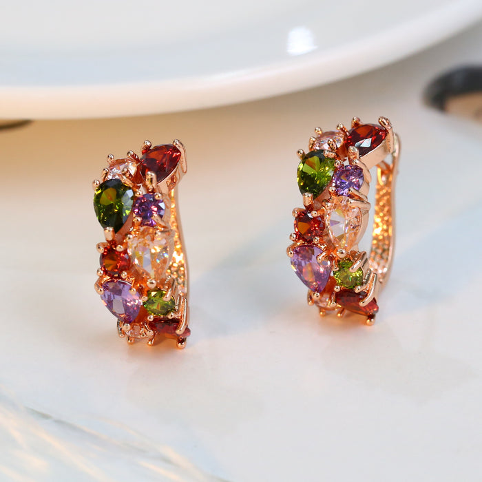 Wholesale Set of jewelry, colored zircon necklace, earring set, set of jewelry, three piece set