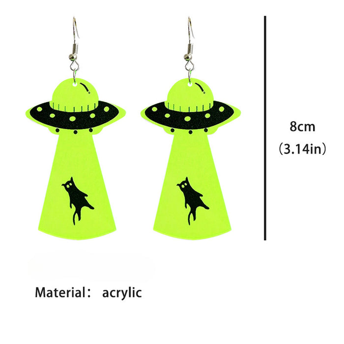 Wholesale 2pcs Halloween Skull Alien Fluorescent Acrylic Earrings JDC-ES-HeYi109