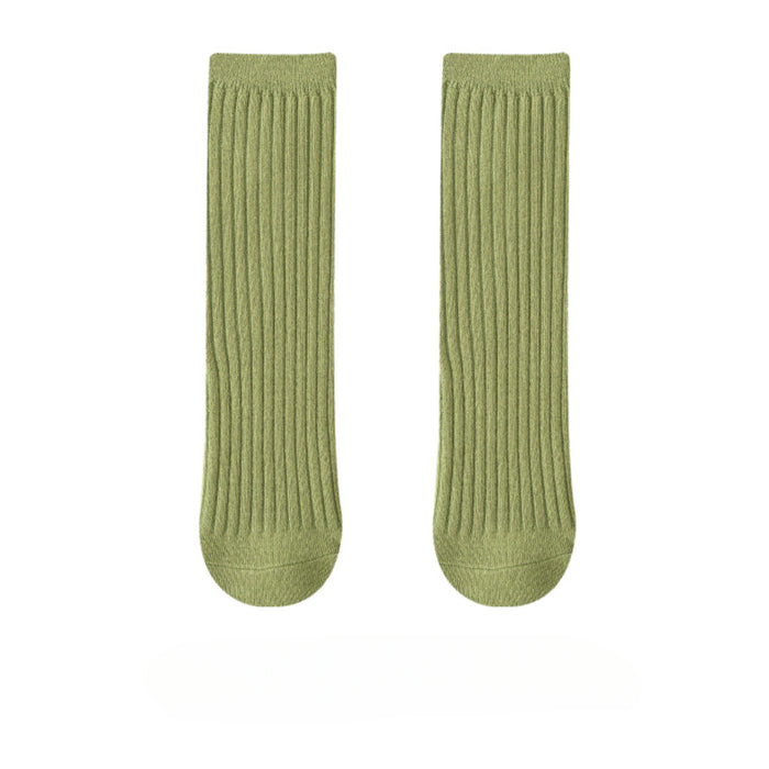 Wholesale of New Double Needle Long Socks for Boys and Girls in Spring and Autumn Solid Color Breathable Cotton Baby Socks for Girls JDC-SK-SL008