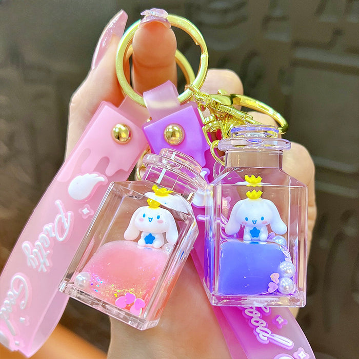 Wholesale Acrylic Quicksand Oil Square Bottle Keychain JDC-KC-YanG061